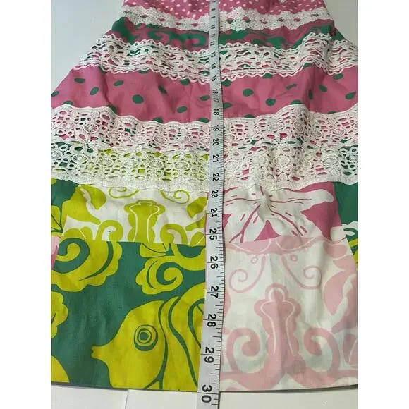 Lilly Pulitzer Women's Strapless Pink Green White Ocean Themed Dress Size 2 - Picture 7 of 7